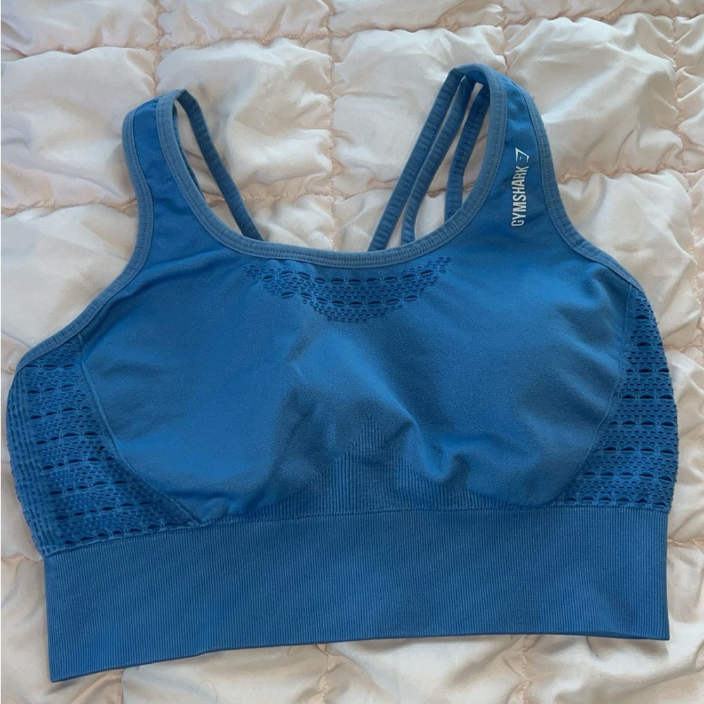 Gymshark Blue Sports Bra Seamless Criss-Cross Design, size XL